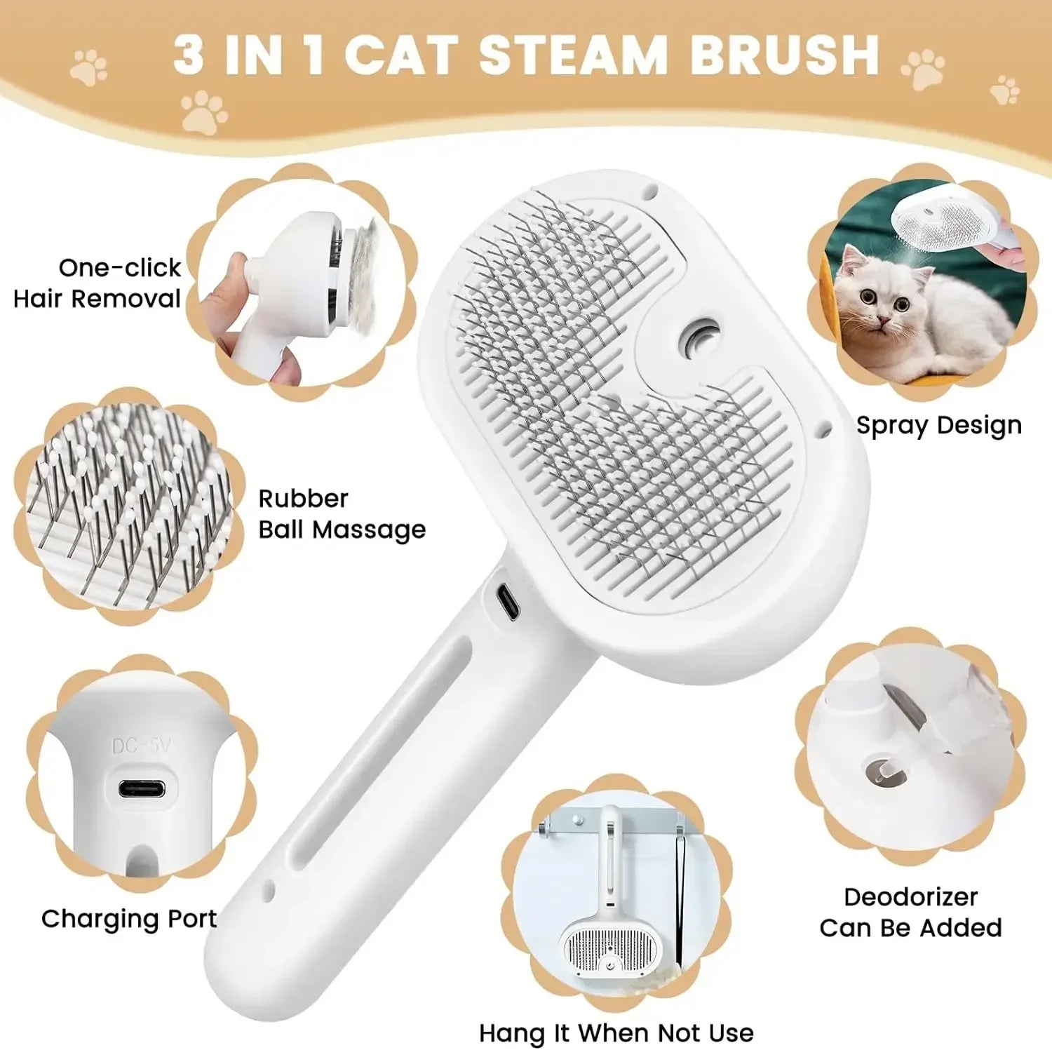 FurEase – Steam Grooming Comb for Pets