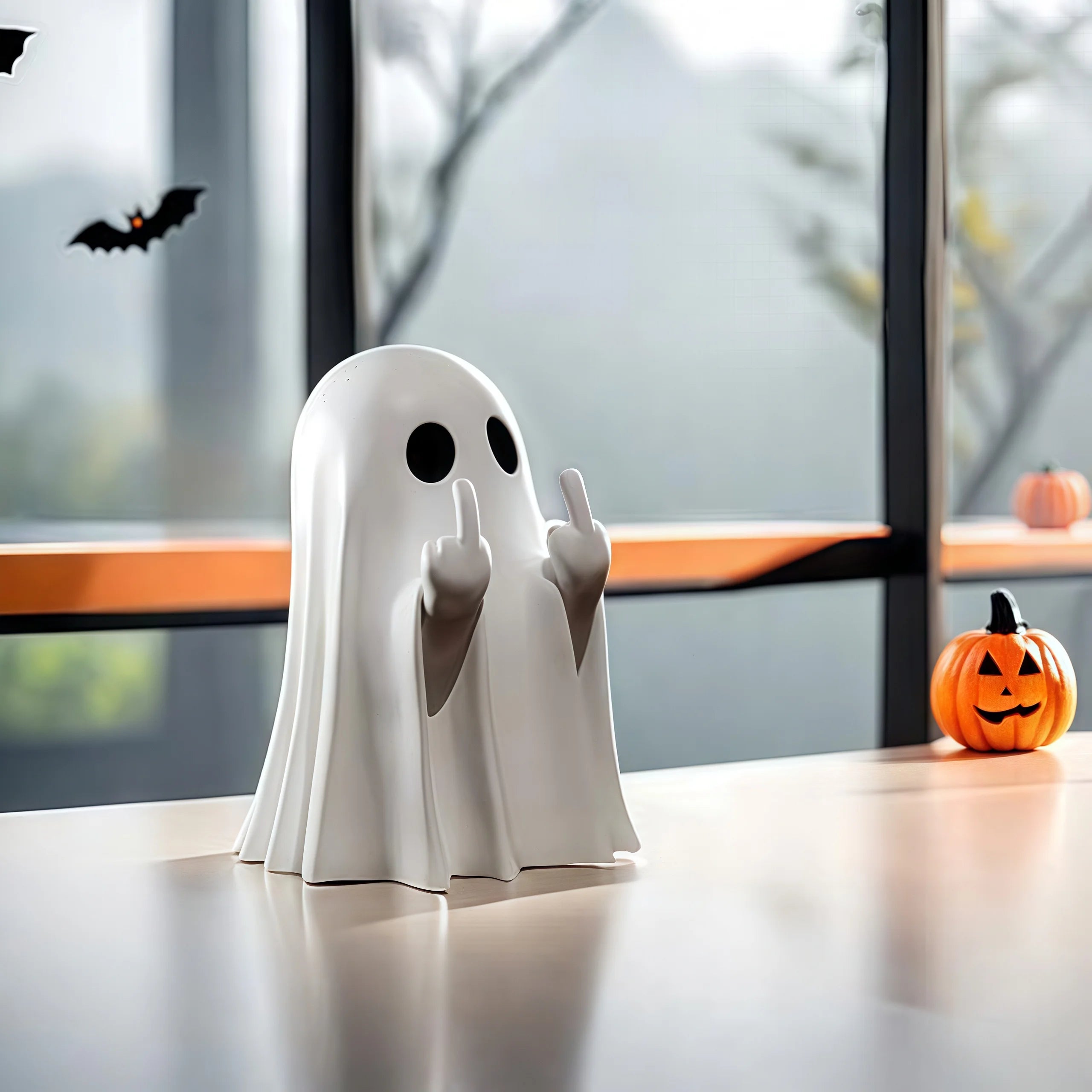 Middle Finger Cute Ghost Statue