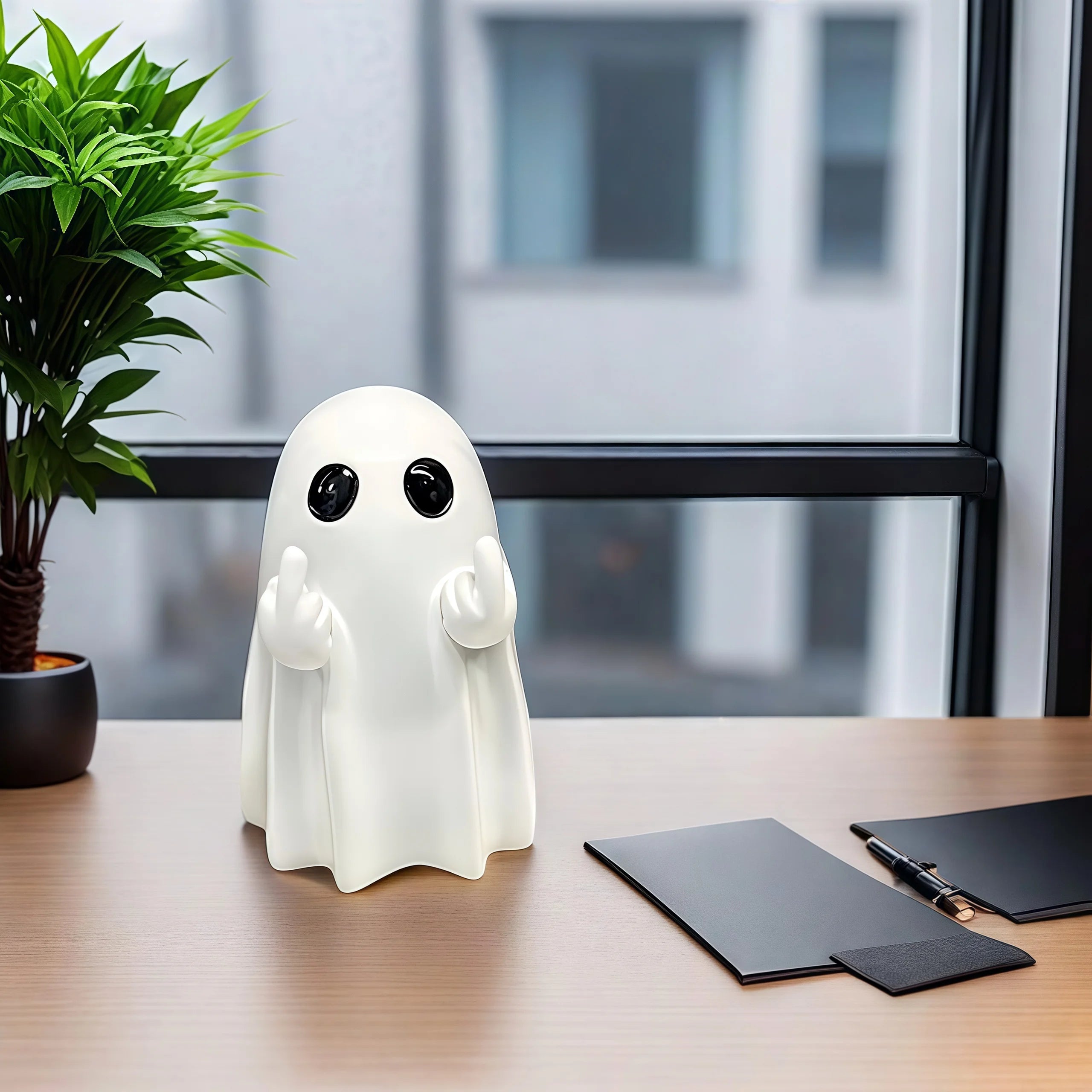 Middle Finger Cute Ghost Statue